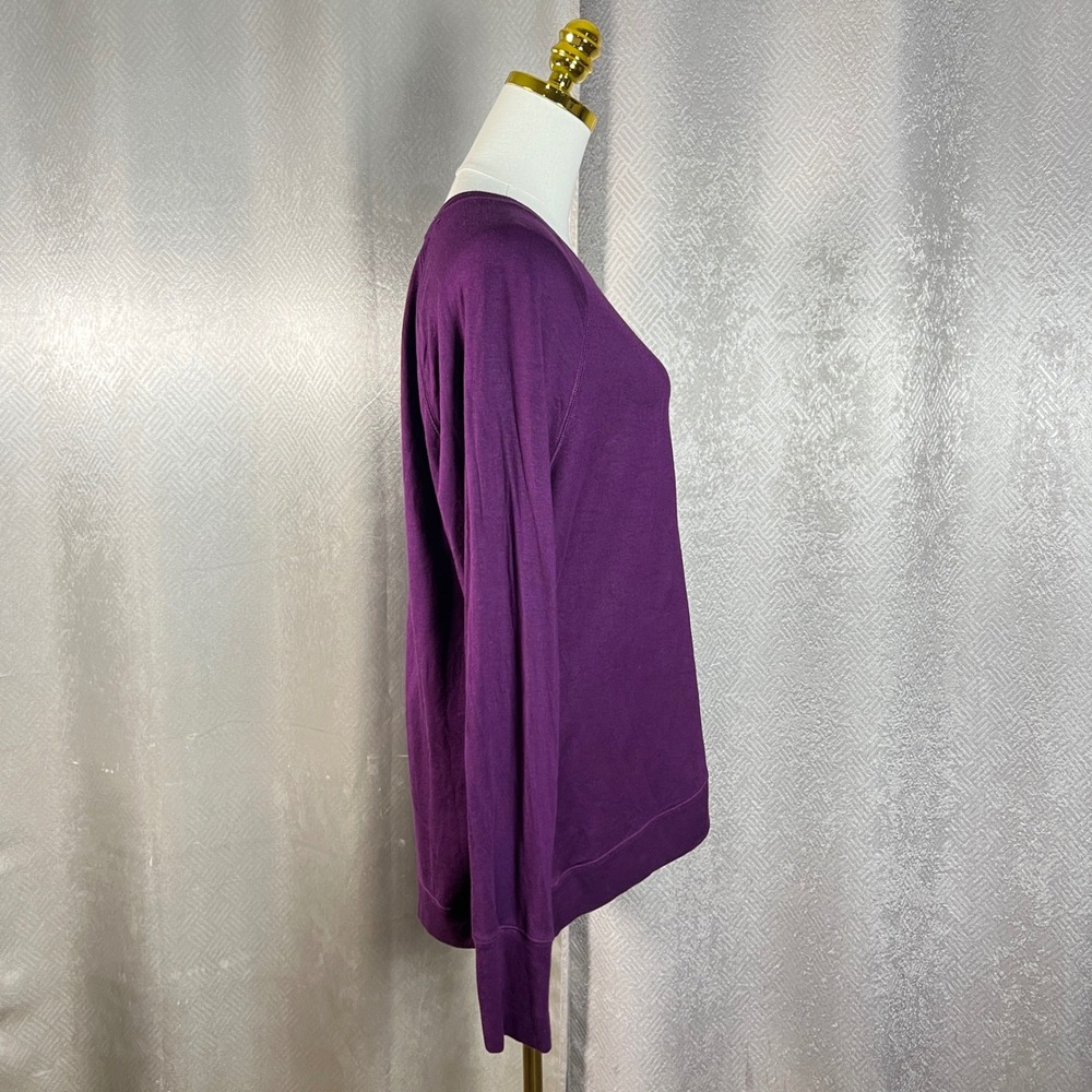 Athleta Purple Tulip Hem Crewneck Sweatshirt Womens Size LT Large Tall Raglan - Picture 4 of 10